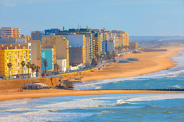 istock Coastal view of Cadiz with long sandy beach 2215225047