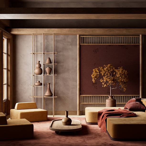 istock Tranquil elegance in a Japanese inspired interior. 3D illustration 2215225217