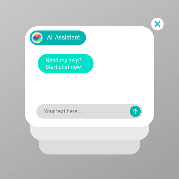 prototyp einer ki-assistenten-chatbox-ui-vorlage - sprechblase für internetchat stock-grafiken, -clipart, -cartoons und -symbole