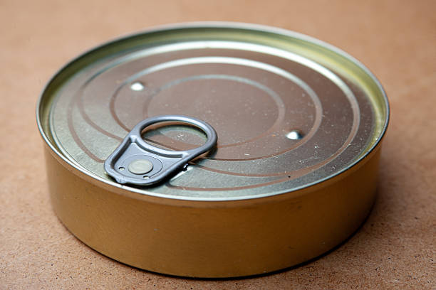 istock Aluminum tin can with food on surface 2215226416