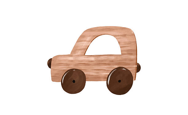 istock Wooden car toy. Watercolor hand drawn illustration on isolated background 2215231173