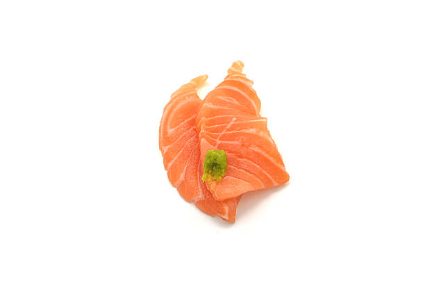 istock Sashimi made from salmon on a white background. Japanese style food. 2215232103