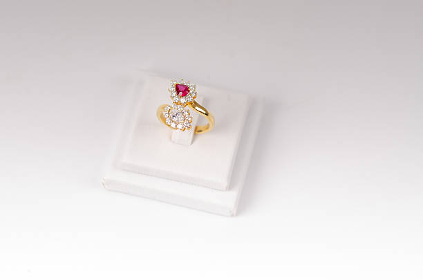 Jewelry on a white standee on a white background