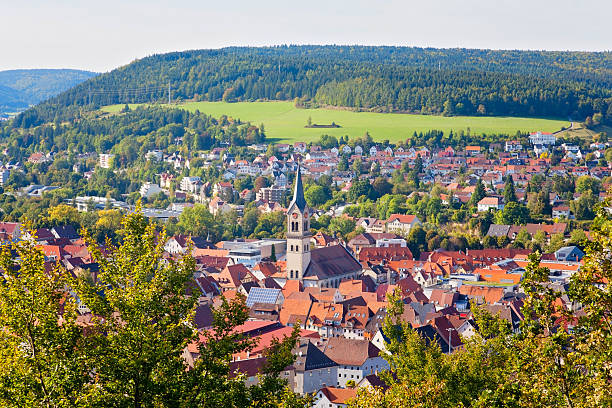 Panoramic view of District town of Tuttlingen, Danube, Germany