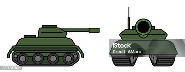 Army Front View Simple Army Tank Front And Side Views Color Clipart Illustration On A ...