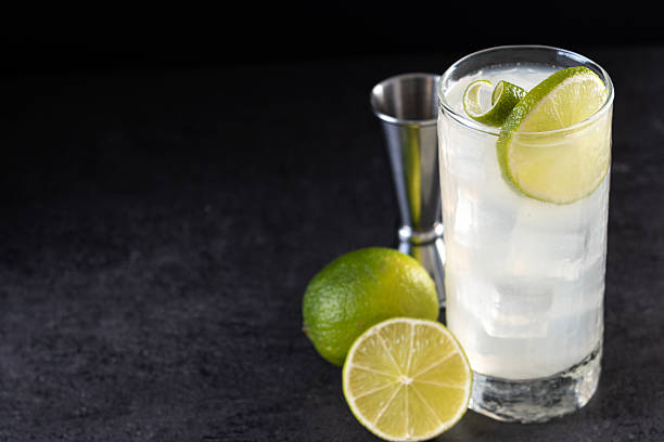 istock Gin Fizz cocktail on black background 2215244399