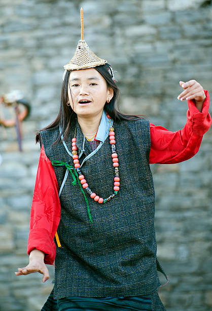 Ladakh, India - June, 2004: Hemis Festival, celebrates the birthday of Guru Padmasambhava. The Chham Dance,  are the masked dances, which show the victory of good over evil.  During the Tibetan Year of Monkey, which occurs every 12 years, will be unveiling of the famous Thangka
