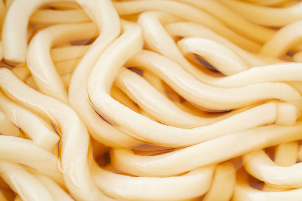 Close-up of plain udon noodles (kake udon)