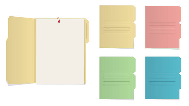 stockillustraties, clipart, cartoons en iconen met simple document folders with blank page - attaché