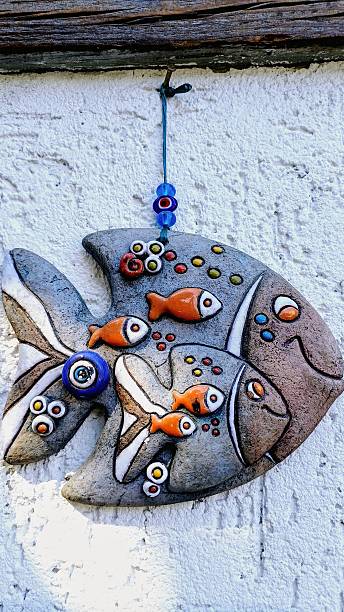 Decorative wall ornament. blue beaded ornament