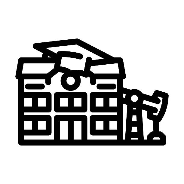 oil refinery school chemical pollution line icon vector illustration oil refinery school chemical pollution line icon vector. oil refinery school chemical pollution sign. isolated contour symbol black illustration persistent organic pollutants stock illustrations