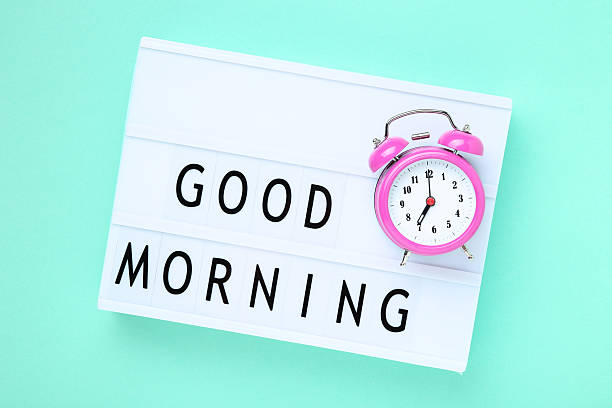 istock Lightbox with words Good Morning and alarm clock 2215269976