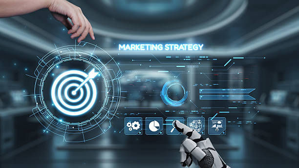 istock Digital Marketing Strategy Interface with Human Hand and Robotic Arm Interaction in Futuristic Workspace. Auvana 2215272583