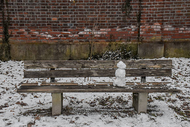Christmas outdoor decoration -  three wooden snowmen