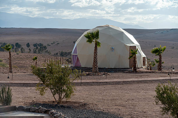 istock Unique geodesic dome structure in Agafay, desert landscape of Morocco 2215280309