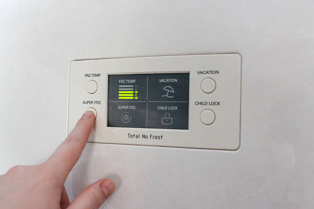 istock Changing temperature on a smart fridge screen at home 2215281675