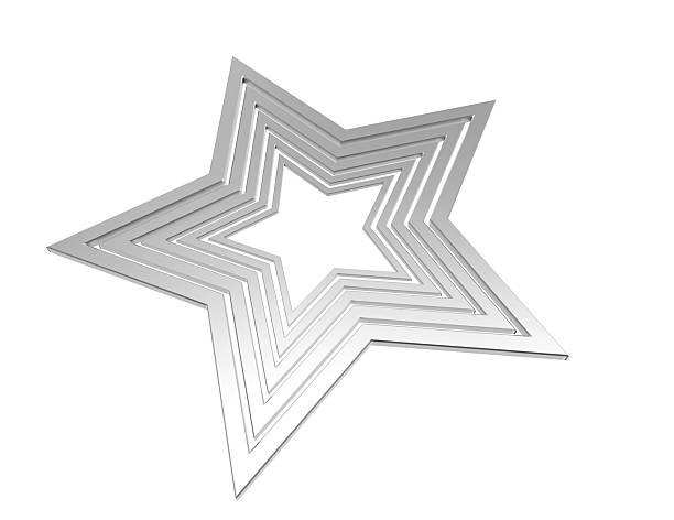 Winner award. silver star 3d symbol.