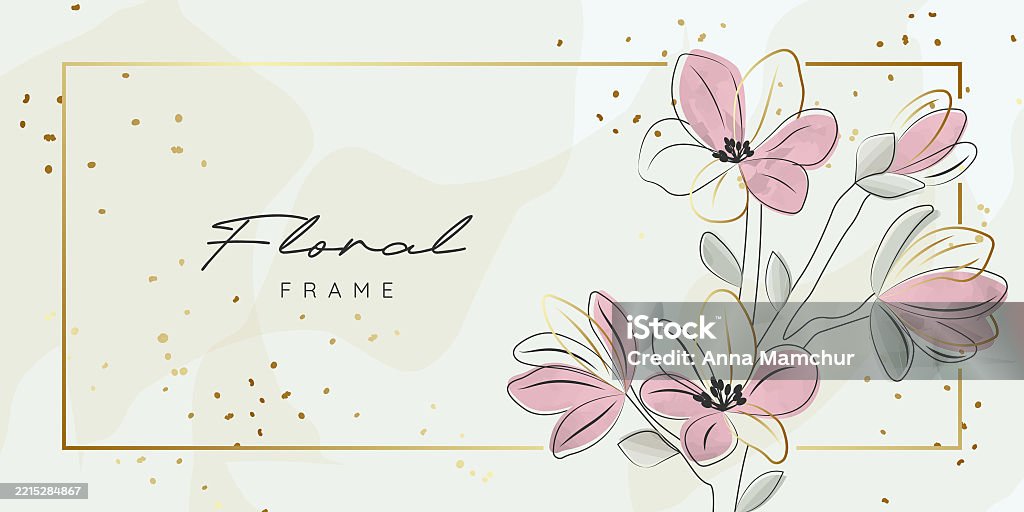 Sakura Line Frame Botanical Frame With Sakura Flowers Stock Illustration - Download Image ...