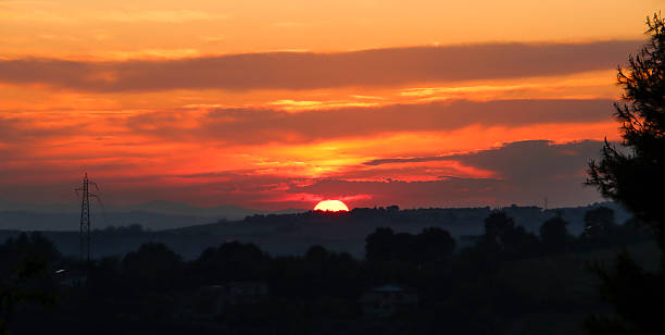 istock Countryside panorama with sunset in summer(Italy) 2215285346