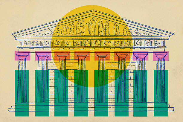 Risograph overprinting style Parthenon.