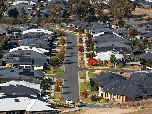 istock Suburban houses close together 2215293111