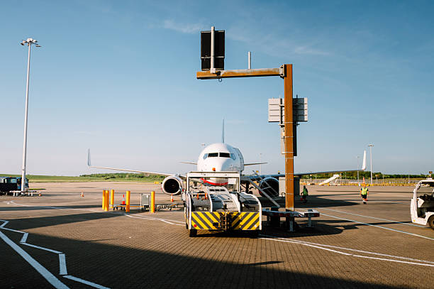 A passenger aircraft in an airport tarmac