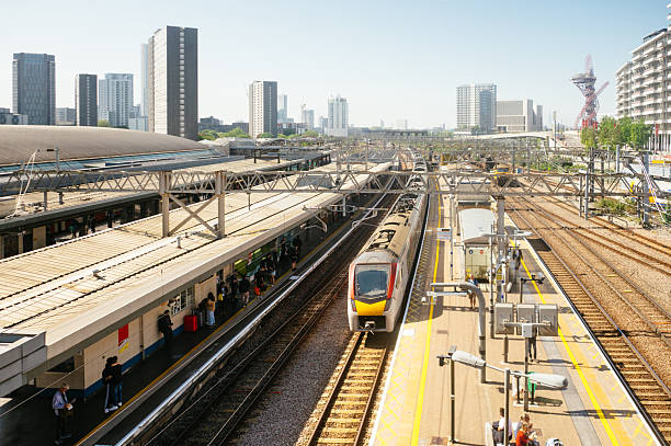 istock Train arriving in a station 2215297387