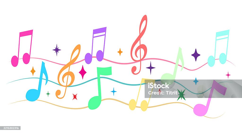 Colorful Music Notes Musical Notes Pattern Line Vector Illustration ...