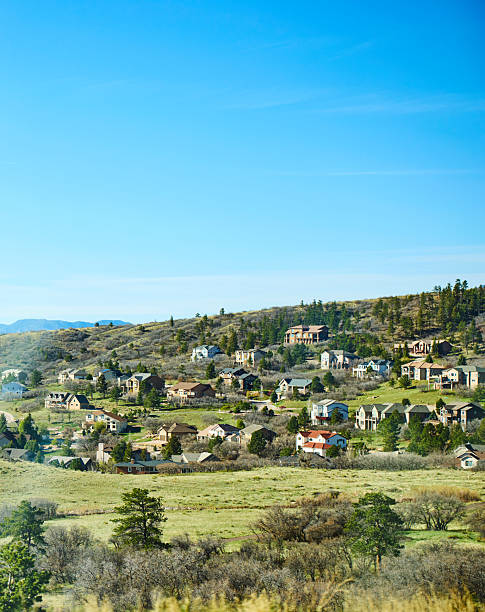 residential buildings in the forested mountains
