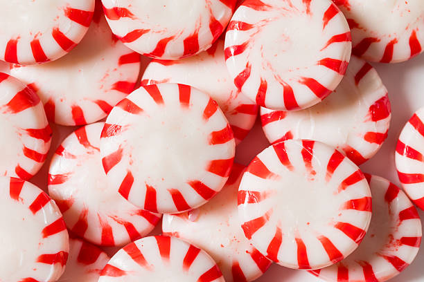 istock Sweet Red and White Peppermint Candy 2215304666