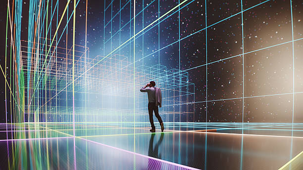 istock Businessman walking in VR environment 2215314807