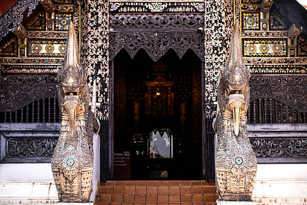front of old church at wat chedi luang temple