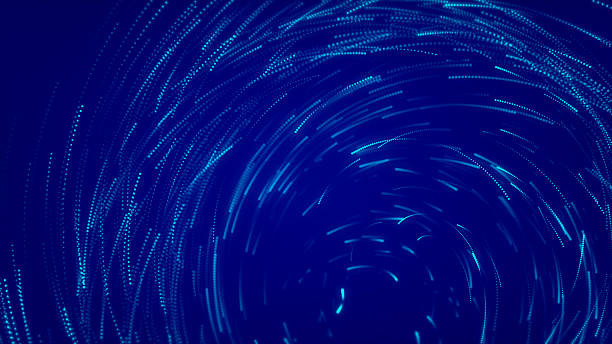 istock Abstract blue sphere of energy with magical glowing particles on blue background. 2215326053