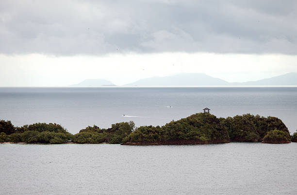 Diistant view of Rufas island, a small island in the West Waigeo District of Raja Ampat Regency, West Papua Province.