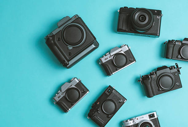 Group of 35mm vintage and modern digital cameras