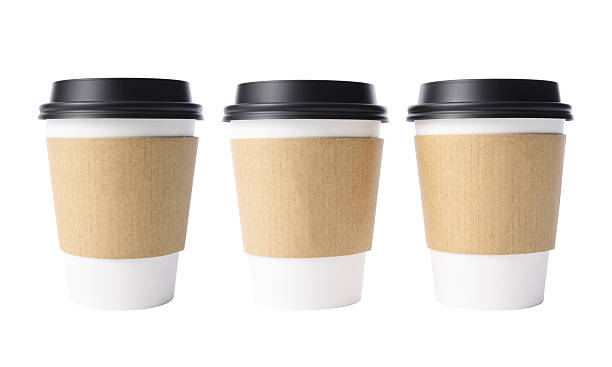 istock Isolated shot of three disposable paper coffee cup on white background 2215340700
