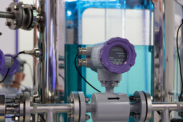 istock industrial pipeline with digital flow rate meter 2215356154