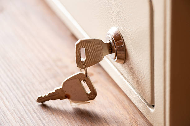 istock Cash drawer keys on table, cash drawer 2215364967