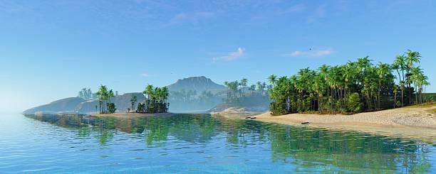 istock A Serene Tropical Landscape featuring Clear Waters and Lush Vegetation all around it 2215368459