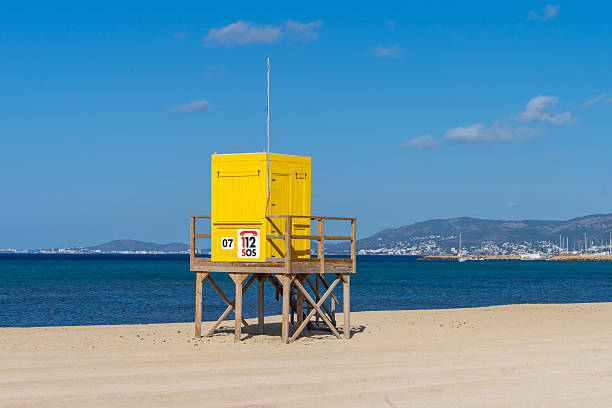 istock Yellow shelter for lifeguards on the beach 2215378755