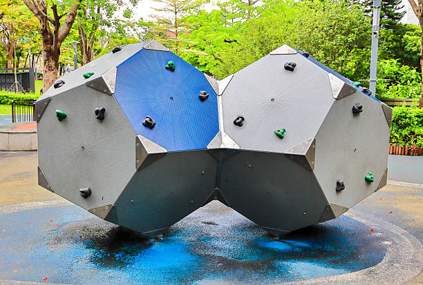 Safe children's climbing wall in a park