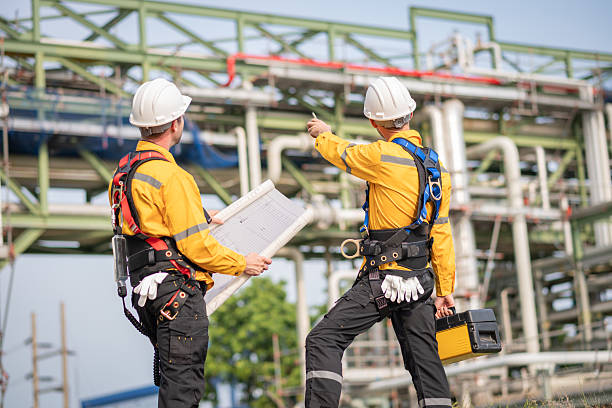 istock Surveyor engineers team wearing safety uniform checking inspection by  inspection and checking construction process railway switch and checking work on railroad site is industry transportation concept. 2215387486