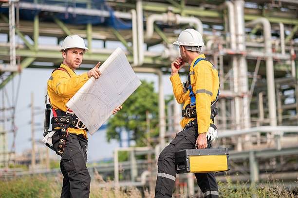 istock Surveyor engineers team wearing safety uniform checking inspection by  inspection and checking construction process railway switch and checking work on railroad site is industry transportation concept. 2215387499