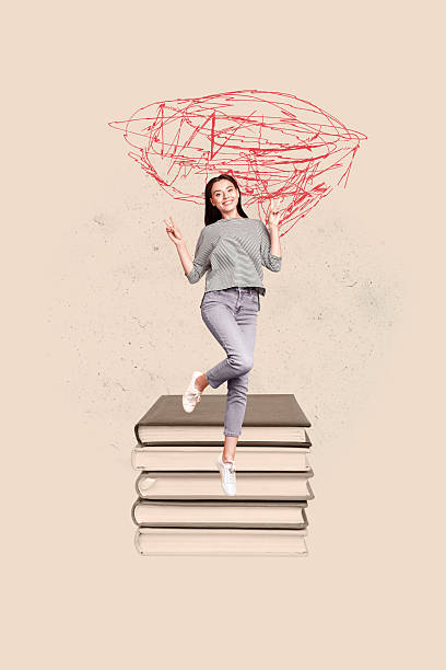 istock Collage of smiling young student standing confidently beside stack of book symbolizing study knowledge education 2215390843