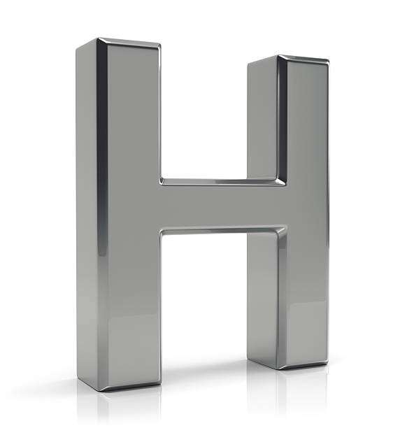 istock H letter 3d render. Silver letter H isolated on white background. 2215394645