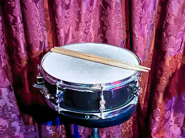 istock Drum kit on a small stage in a night club. Close up 2215397956