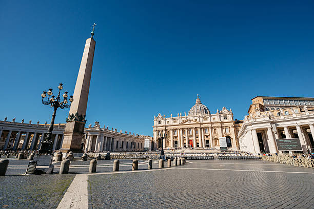Vatican, Vatican City : October 1, 2024 -Saint Peter's Square with an ancient Egyptian obelisk in the center in Vatican City, Italy.