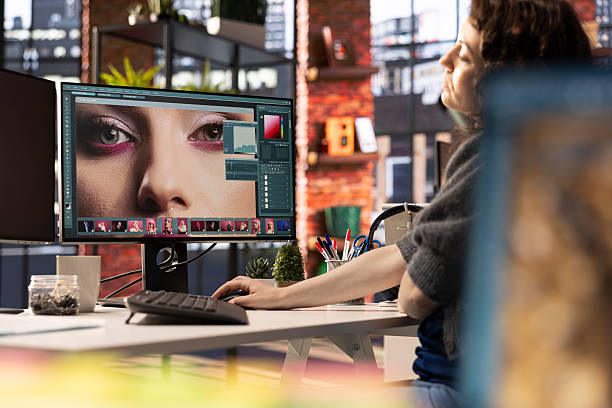 istock Digital media expert working on photo editing with a professional software 2215416822