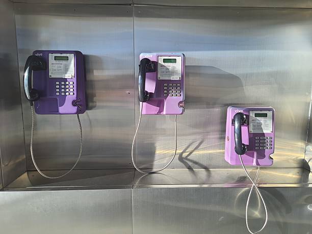 Public telephone at the airport in Guarulhos, SP, Brazil. December 31, 2024.
