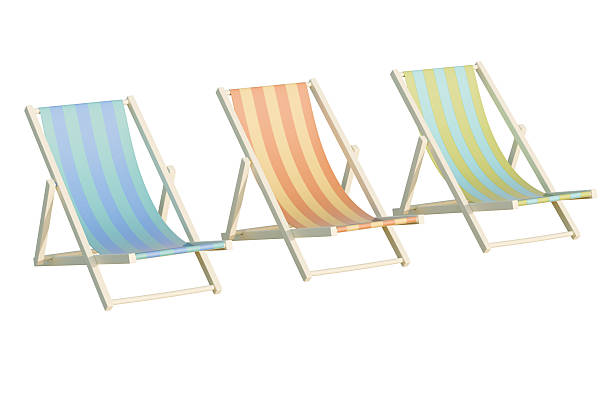 istock Beach chairs ready for relaxation on a sunny day on an isolated background. 3d rendering 2215425525